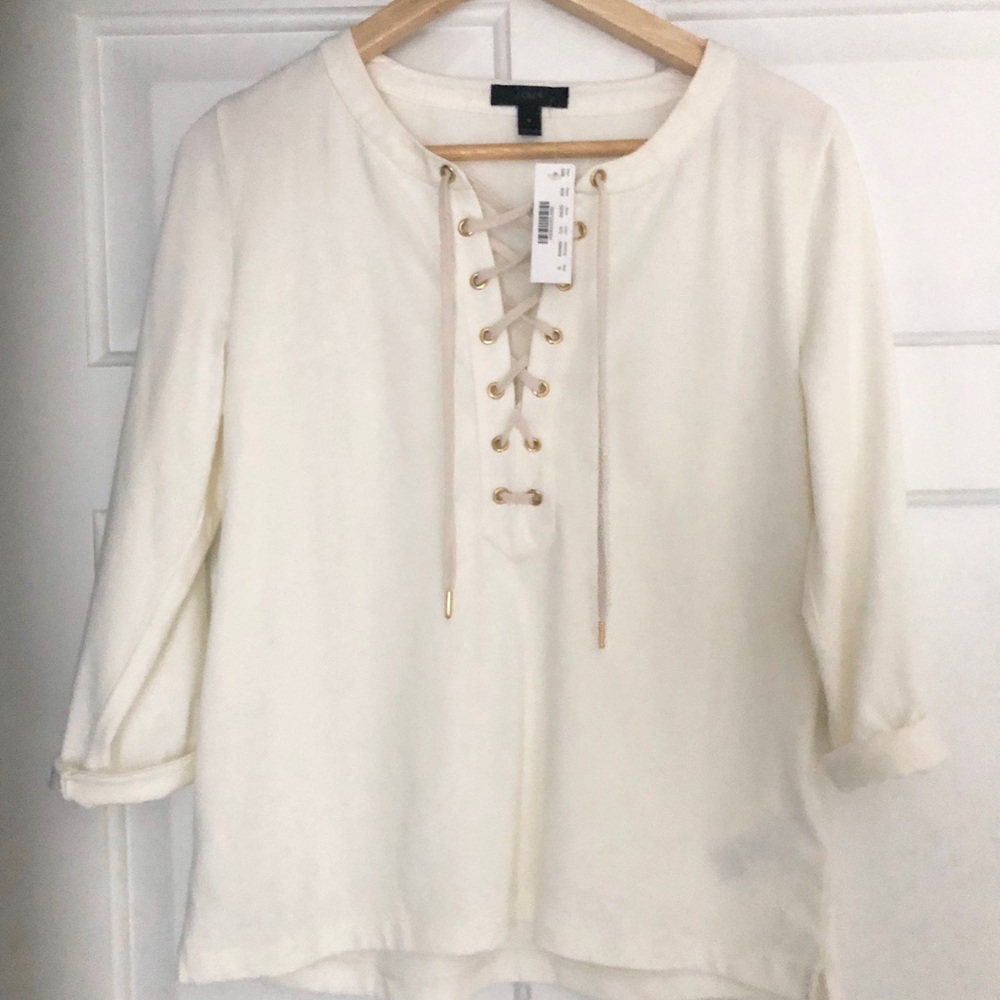 NWT J Crew lace up top